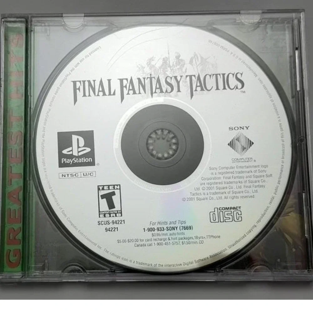 Final Fantasy Tactics - PS1 - Greatest Hits‎ - Disc & Case - Cleaned & Tested